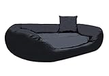 Odol-Plu Hundebett Hundekissen Hundesofa Hundekorb Katzenbett Tierbett 110 cm x 80 cm, XXL, wasserdicht (Schwarz)