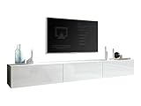 Modern Wohnwand Full Hochglanz TV Board hängend 270 cm Lowboard Hängeschrank Weiss Hochglanz Weiß Acryl Glanz Gaming Tisch deko Hängeboard Wandschrank hängender Schrank Modernes Wohnzimmer Möbel