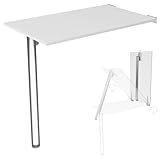 Wandklapptisch mit Tischbein Schreibtisch Tischplatte 80x50 cm in Weiß Klapptisch Esstisch Küchentisch für die Wand Stabiler Bartisch Wandtisch Tisch klappbar zur Wandmontage im Büro Küche