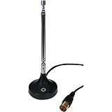 OEHLBACH Radio Rod FM/DAB+ Zimmerantenne für DAB+/FM/UKW Stereo Radioempfang (75 Ohm - Stabantenne - Teleskopantenne mit Magnetfuß - Koaxial (m) / F-Stecker Adapter) schwarz