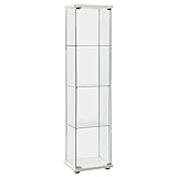 vidaXL Vitrinenschrank mit 4 Schichten Glasvitrine Sammlervitrine Vitrine Schrank Bücherschrank Wohnzimmer Schlafzimmer Hartglas Weiß