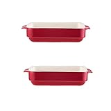 ZGMJ Rechteckige Auflaufform, ideal for Auflaufform, Lasagneform, kleine Auflaufform, kleine Auflaufform, 2er-Set, rot, 17,8 cm (Color : Red, Size : 7inch)