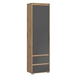 mokebo® Schmaler Garderobenschrank mit Schubladen 'Der Smarte', Garderobe in Eiche-Grau, Allzweckschrank oder Dielenschrank 190x54x35cm (HxBxT), Flurmöbel auch als Garderoben Set