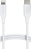 Amazon Basics - USB-C-auf-Lightning-Kabel, MFi-zertifiziertes Ladekabel für iPhone 13/12/11/X/XS/XR/8, für Typ-C Ladegeräte, Unterstützt Power Delivery, Weiß, 0,9 m||20V, 3A