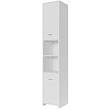 Casaria Hochschrank Bad 180 x 30 x 30cm Badschrank Badezimmerschrank Weiß 6 Fächer 2 Türen mit Magnetverschluss Schmal Hoch