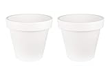 2X Blumentopf Ø 50 cm aus Kunststoff - Weiß - Pflanztopf Containertopf Übertopf Pflanzkübel rund - Drainage-Möglichkeit