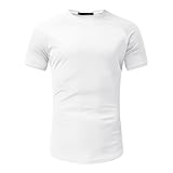 Tshirt Herren Lässige Sport T-Shirt Einfacher Patchwork T Shirt Rundhal Fitness T-Shirts Männer Sommer Regular Fit Tops Sweatshirt Mode Oberteile Basic Freizeit Bekleidung