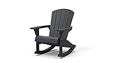 Keter Allibert by Rocking Adirondack Chair, Outdoor Schaukelstuhl aus Kunststoff, wetterfest, amerikanischer Design-Klassiker, für Garten, Terrasse und Balkon, extra breite Armlehn Grau