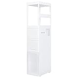 VGAGV Tragbar und robust Badezimmer-Seitenschrank, Toilettenschränke, schmaler Schrankboden, freistehender Hochschrank for Küche, Wäsche, Badezimmer, Schlafzimmer, Weiß, Stil1 (Color : Style2)