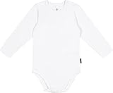 jbs of Denmark Langarm Body für Baby aus Bambus und Baumwolle, extrem weicher Unisex Strampler für Mädchen und Jungen, weiß, 86