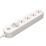 CCYLEZ Smart Power Strip, Smart Power Strip Verlängerungskabel mit Sprachsteuerung, 4 AC Steckdosen 3 USB Ports, Steckdosenleiste für Zuhause