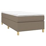 vidaXL Boxspringbett Bettgestell Einzelbett Polsterbett Bett Hotelbett Lattenrost Bettrahmen Designerbett Schlafzimmerbett Taupe 90x200cm Stoff