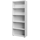 Casaria Bücherregal Vela 5 Fächer 190 x 60 x 31cm höhenverstellbare Ablagen Holz Ordner Bücher Wohnzimmer Arbeitszimmer Büro Standregal Aktenregal Weiß