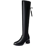 Elastische Weiche Warme Bequeme Stiefel,Frauen Schwarz Elastisch Stiefel,Overknees Stiefel Damen Boots Schnürstiefel,Frauen Kniehoch Langschaft,Herbst Winter Stiefel (Schwarz, 40)