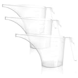 COM-FOUR® 3x Trichterkrug, Gießkanne mit Trichterausguss, transparente Trichterkanne, Dosierkanne für die Seifenherstellung, für Öl, zum Blumengießen