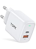 TOPK USB C Ladegerät 20W 2Port mit PD 3.0 USB C Schnellladegerät kompatibel mit iPhone 13, 13Pro,13Pro Max,12,11,X, XR, XS, 8, Galaxy S21,S20,S10,S9 usw Smartphones und Tablets Weiß