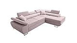 Robin Saturn Premium Ecksofa mit Schlaffunktion, Schlafsofa mit Bettkasten und Kissen, Freistehendes Eckcouch in L-Form, verstellbare Kopfstützen, Polstergarnitur Sofa