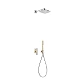 Drei 20018002 AM – Kit-Brausearmatur Unterputz mit Verschluss und Ecos, · Körper/Strahler · Feste Dusche 220 x 220 mm. (299.632.06 enthalten) · Wandhalterung mit Toma. · Dusche Schutzhülle Antikalknoppen. · Schreibtischlampe Satin (91.34.609.15).