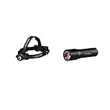 Ledlenser H7R Core Stirnlampe LED, 1200 Lumen & P7 Allround Taschenlampe LED, 450 Lumen, fokussierbar, 300m Leuchtweite, 4xAAA batteriebetrieben, inkl. Batterien, Schwarz