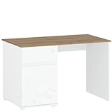 OKL Schreibtisch Vigo Heimbüro Computertisch Kinderschreibtisch Schublade Bürotisch im modernen Stil mit Schublade 120 x 76 x 67 cm - weiß glänzend