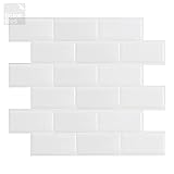 Tic Tac Tiles 30cm x 30cm 10 stück 3D Metro Fliesen Selbstklebend Mosaik Fliesenaufkleber Wandfliesen Küche Spritzschutz Badezimmer - Weiß Metro fliesen