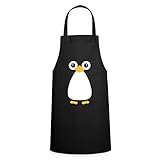 Spreadshirt® Lustige Kochschürze für Männer & Frauen mit Pinguin Aufdruck / Grill Schürze witzig aus 100% Baumwolle - inkl. Kordelzug zum Einstellen / mehrere Farben verfügbar - Schwarz