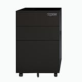 FIFOR Rollcontainer Bürocontainer Büroschrank Mobiler, 3-Schubladen-Aktenschrank Mit Intelligentem Schloss, Vormontierter Untertischschrank (Color : Nero, Size : 39 * 52 * 60cm)