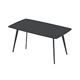 nycsuoani Esszimmer Esstisch Gesintertem SteinEsstisch für Balkon und Esszimmer und Wohnzimmer Design Esstisch Küchentisch Esszimmertisch Tisch MDF Stahl Schwarz 160 * 85 * 75 cm