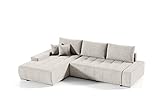 Mars Meble Ecksofa Sofa Draco mit Schlaffunktion + Bettkasten Couch Wohnzimmer Polstermöbel (Links Seite, beige)