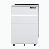 FIFOR Rollcontainer Bürocontainer Büroschrank Mobiler, 3-Schubladen-Aktenschrank Mit Intelligentem Schloss, Vormontierter Untertischschrank (Color : White, Size : 39 * 52 * 60cm)