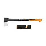 Fiskars Axt-Set, Spaltaxt: Inklusive Klingen- und Transportschutz, Länge: 71 cm, Antihaftbeschichtet, X21-L, 1,63 kg; Axt- und Messerschärfer: Keramik- Schleifkopf, Xsharp, 1019333