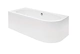 ECOLAM Badewanne Wanne Eckwanne Eckbadewanne für Zwei Modern Design Acryl weiß Avita 180x80 cm LINKS + Schürze Ablaufgarnitur Ab- und Überlauf Automatik Füße Silikon Komplett-Set