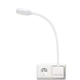 Weiß LED Steckdosenlampe Steckerleuchte, 4W 350Lm LED Leselampe Bett Schwanenhals Dimmbar mit Stecker und Touch Schalter für Schlafzimmer Lampe, Neutralweiß Beleuchtung 4000K von ENUOTEK