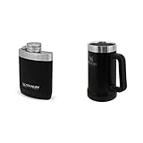 Stanley Master Unbreakable Hip Flask 236 ml / 8OZ Foundry Black mit Never-Lose Kappe – Edelstahl-Flachmann mit weiter Öffnung & Adventure Vacuum Stein 709 ml Matte Black