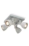 HSH LED Deckenleuchten | 4 flammige quadratische Deckenleuchten, schwenk- und neigbar, inkl. 5W GU10 dimmbarem LED-Leuchtmittel | Design dimmbarer Deckenstrahler, Betonoptik, Anbauleuchte