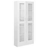 vidaXL Vitrinenschrank Bücherschrank Aktenschrank Büroschrank Vitrine Schrank Bücherregal Standvitrine Hochglanz-Weiß 82,5x30,5x185,5cm Holzwerkstoff