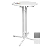 Beautissu Klappbarer Stehtisch Ø 70 cm Sylt – Bistrotisch Rund Made in Germany Klapptisch Wetterbeständig & Hitzebeständig - Kratzfester Partytisch mit höhenverstellbarem Fuß, TÜV geprüft – Weiß