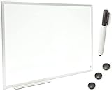 Dr. Tafel Whiteboard Magnetisch mit Stiftablage 120 x 90 cm - 1 Stück - Magnettafel mit Magnete Stift - White Board Trocken Abwischbar - Magnetboard HM5-Rahmen