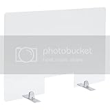 PLEXIDIRECT - Spuckschutz Plexiglas Schutzwand Thekenaufsatz mit Durchreiche Niesschutz Hustenschutz, 3mm Schirm, MOXI Tischfuß Silber Aluminium, 750 x 650 mm (BxH)