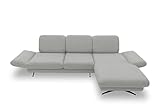 DOMO Collection Molino Ecksofa, Polsterecke mit Drehfunktion, Armlehn-und Rückenfunktion, L-Form Eckcouch, Polstergarnitur, Hellgrau, 252x161x87 cm