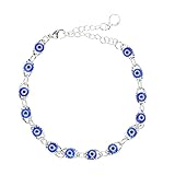 Generic Böse Augen Armband Blaues Auge Armband Evil Eye Armband Evil Eye Nazar Boncuk Armreif Charm Geburtstag Hochzeit Gastgeschenke Themenparty Geschenk für Frauen Mädchen Silber