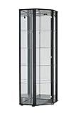 K-Möbel Eckvitrine (176x56,5x56,5 cm) in Schwarz mit 4 Glasböden aus ESG, LED, Schloss und Spiegel; beleuchtet; perfekt für Sammler;