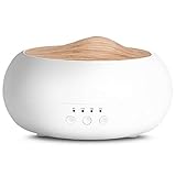 SALKING Aroma Diffuser, 250ml Ultraschall Öl Aromatherapie Diffusor für ätherische Öle, Raumbefeuchter Elektrisch Duftlampe, Warmweiß Licht Weiß Holzmaserung Diffusor für Zuhause Büro Oder Yoga