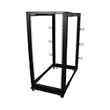 StarTech.com Open Frame Rack 25HE - 4 Pfosten Serverschrank - 56 cm - 101 cm tiefenverstellbar mit Rollen / Nivellierfüße und Kabelverwaltung (4POSTRACK25U)