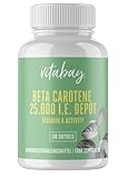 Vitabay Beta Carotin | 180 vegane Softgels | Hochdosiert mit 25.000 IE | 100% aus Meeresalgen extrahiert | Provitamin A | Laborgeprüft & hergestellt aus hochwertigen Rohstoffen