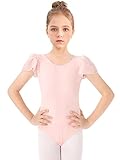 Bezioner Ballettkleidung Mädchen, Kinder Ballett Trikot Ballettanzug Puffärmel TanzBody for 3-12 Jahre Rosa 120