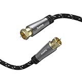 TV-Antennenkabel SAT-Kabel 5m, F-Stecker auf F-Stecker (120 dB Satellitenkabel vierfach geschirmt mit Ferritkern, Koaxialkabel, vergoldete Metallstecker, SAT-Anschlusskabel für Full HD, 4K, 8K)