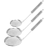 Newness Schaumlöffel, 3 Stück Edelstahl Löffel Filter Set, Abseihlöffel Schöpflöffel Löffel Filter Set, Schaumlöffel zum Kochen und Frittieren