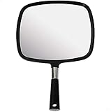 MIRRORVANA Großer Handspiegel, Friseur Handspiegel mit Griff, Friseurspiegel Rechteckig, Spiegel mit Griff, Hand Held Mirror with Handle (Schwarz)