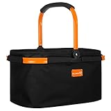 ALUBOX Einkaufskorb 25 Liter BLACK EDITION - Polyester schwarz, Rahmen Aluminium orange